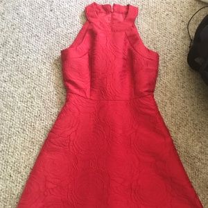 Calvin Klein Halter Neck Fit & Flare Brocade Dress